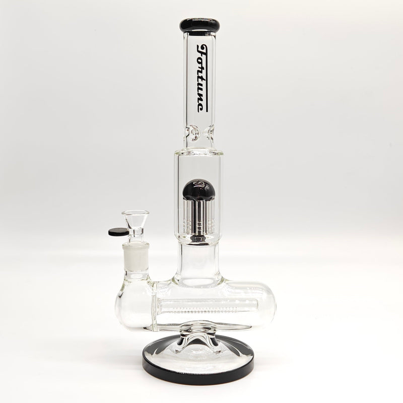 Fortune | 14" Double Inline Stemless to Grid Percolator Bong [1450PC] Glass Bong Fortune Black