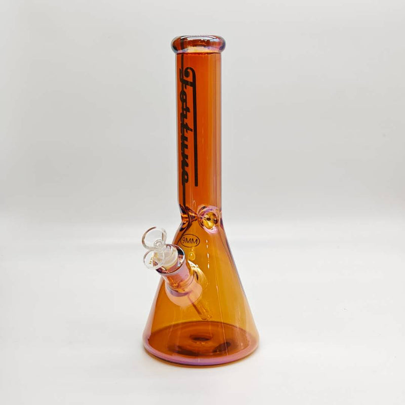 14“ 9mm Electroplated Beaker Bong-Assorted Color Glass Bong Fortune Brown-D