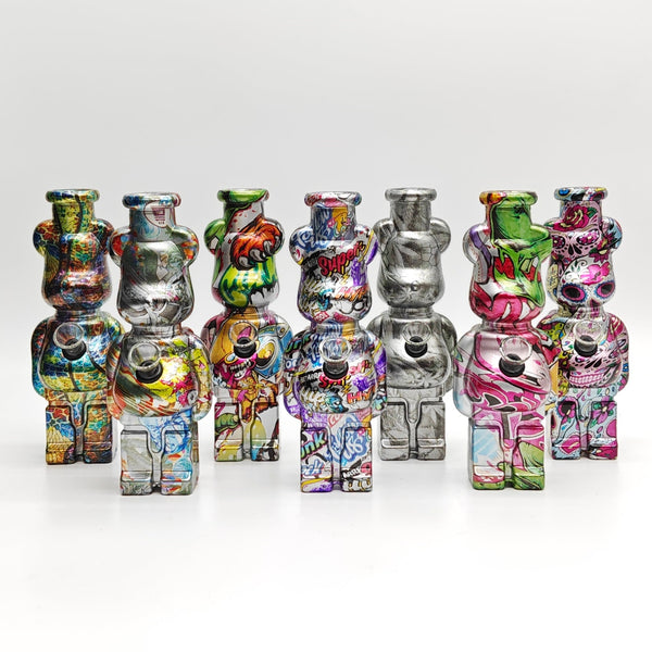 7.5" Hydrographic Bear Water Pipe-Assorted Designs Glass Bong Super Supplys Inc