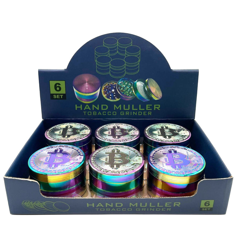 Bitcoin Grinder 4-Part – 63mm Premium Metal Herb Grinder (Box of 6) Herb Grinder NIBO Distribution