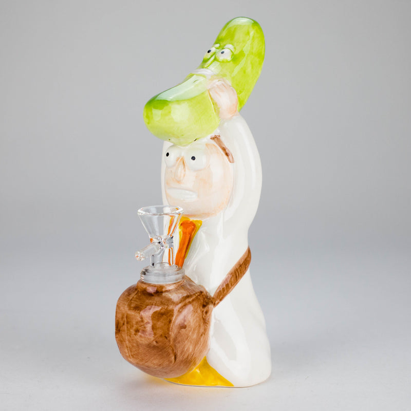 O 8″ Pickle Adventure Design Ceramic Bong – Whimsical Vintage Style  [ES081WP]