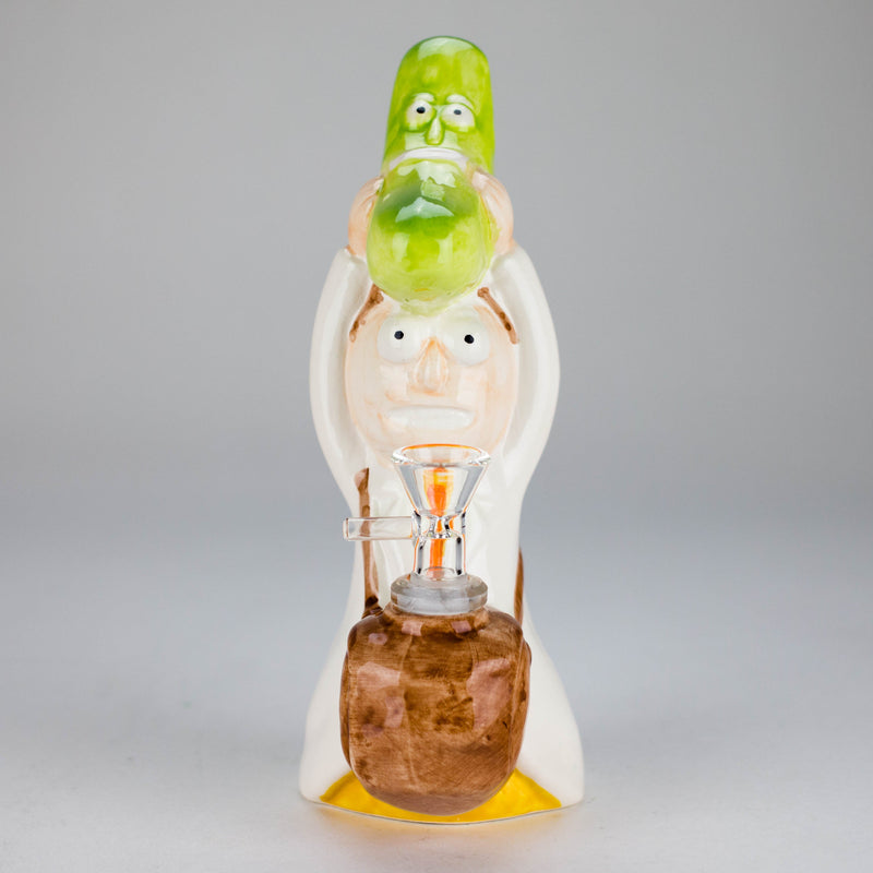 O 8″ Pickle Adventure Design Ceramic Bong – Whimsical Vintage Style  [ES081WP]