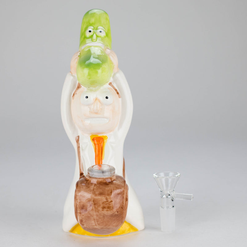 O 8″ Pickle Adventure Design Ceramic Bong – Whimsical Vintage Style  [ES081WP]
