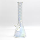 14" Electroplated Etched Monogram Design 9mm Glow in the Dark Beaker [LV145009] Glass Bong Super Supplys Inc Sunshine