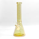 14" Electroplated Etched Monogram Design 9mm Glow in the Dark Beaker [LV145009] Glass Bong Super Supplys Inc Gold