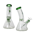 Johnny Green | 10″ 9mm Beaker Bent Neck with Grid Percolator Slide – Green (MJG-006) Glass Bong Canadian Distributor