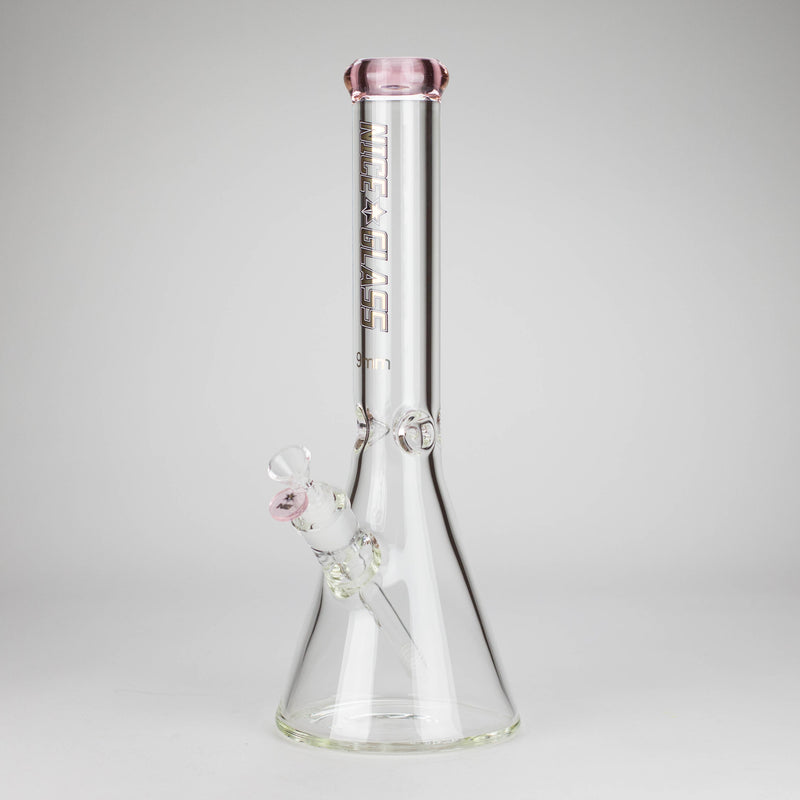 NG | 16 inch 9mm Flat Mouth Beaker [S202] Glass Bong High-End Brands Glass PINK