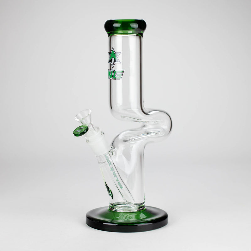 NG | 12" Zong Straight Bong – Colored Base & Slitted Downstem [G1103] Glass Bong High-End Brands Glass GREEN