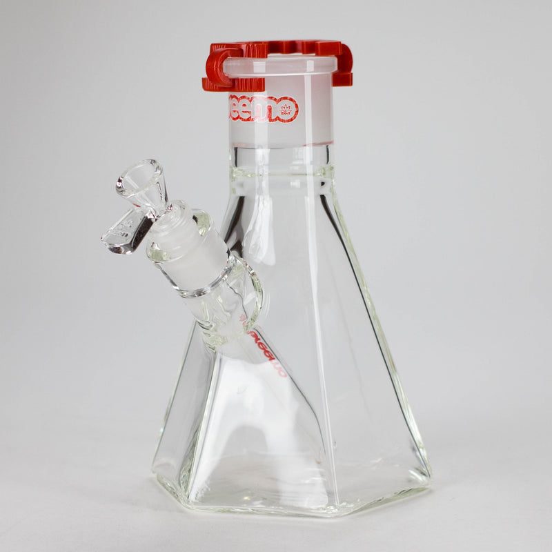 Preemo | 8" Hexagonal Beaker Base – 7mm Thick Geometric Glass [P028] Beaker Bong preemo RED