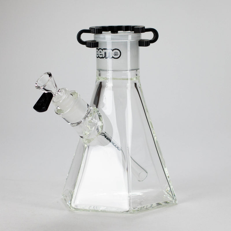 Preemo | 8" Hexagonal Beaker Base – 7mm Thick Geometric Glass [P028] Beaker Bong preemo BLACK