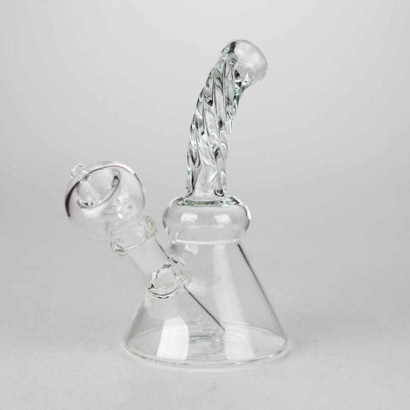 6" Twist Neck Glass Bong with Water Diffuser | 14mm Bowl Joint | Stemless Design Glass Bong Bongzie Smokes