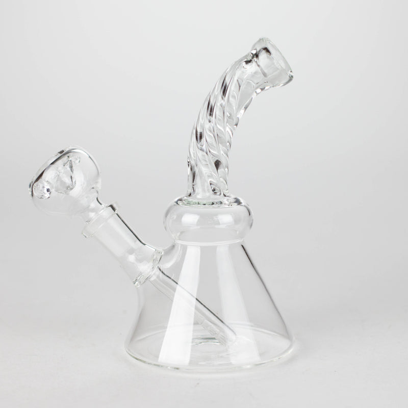 6" Twist Neck Glass Bong with Water Diffuser | 14mm Bowl Joint | Stemless Design Glass Bong Bongzie Smokes