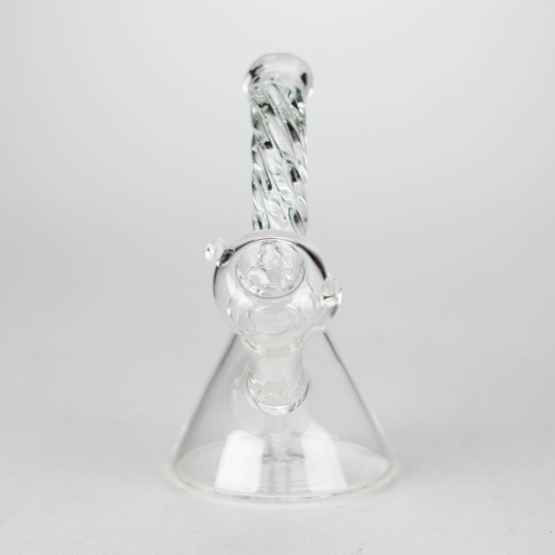 6" Twist Neck Glass Bong with Water Diffuser | 14mm Bowl Joint | Stemless Design Glass Bong Bongzie Smokes