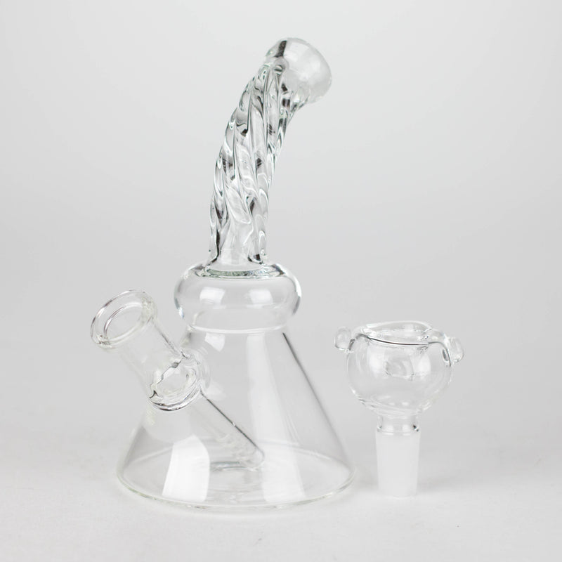 6" Twist Neck Glass Bong with Water Diffuser | 14mm Bowl Joint | Stemless Design Glass Bong Bongzie Smokes