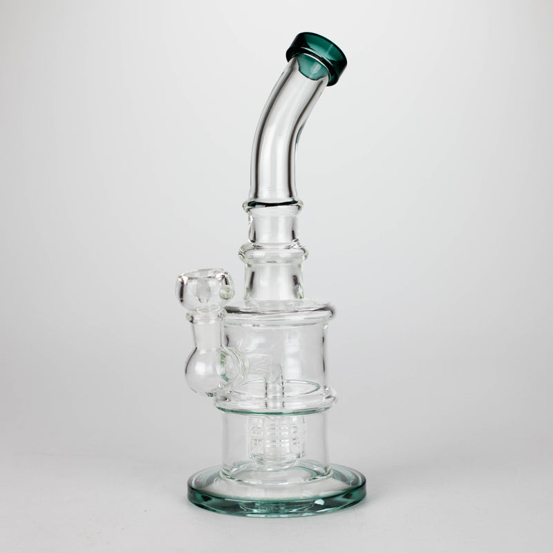 11" Glass Bong with Water Diffuser | 14mm Bowl Joint | Stemless Design Glass Bong Bongzie Smokes Dark Green