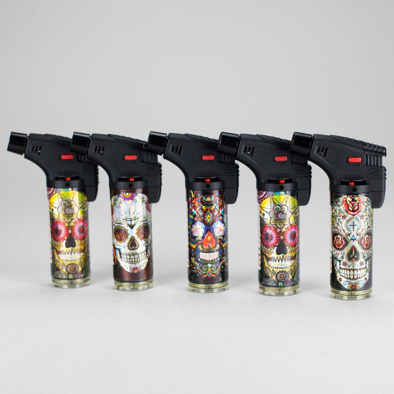 BOOOM | Refillable Torch Lighter [YO-1027] – 15 Count Display Torch Canadian Distributor Sugar Skull (Design G)
