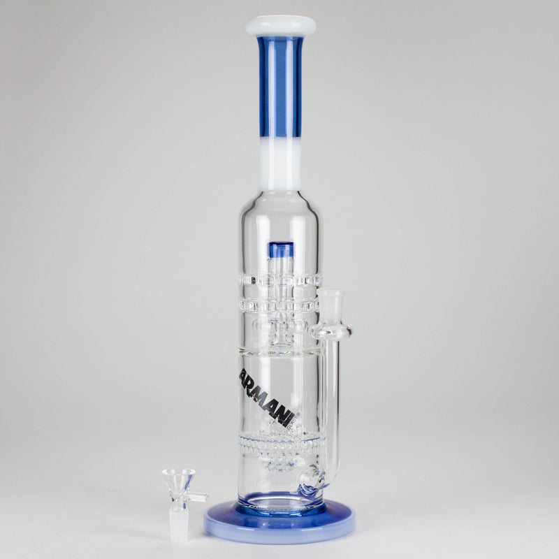 Armani Glass | 16" Double Percolator Bong – Premium Dual-Chamber Water Pipe Glass Bong RMG WHOLESALE Blue