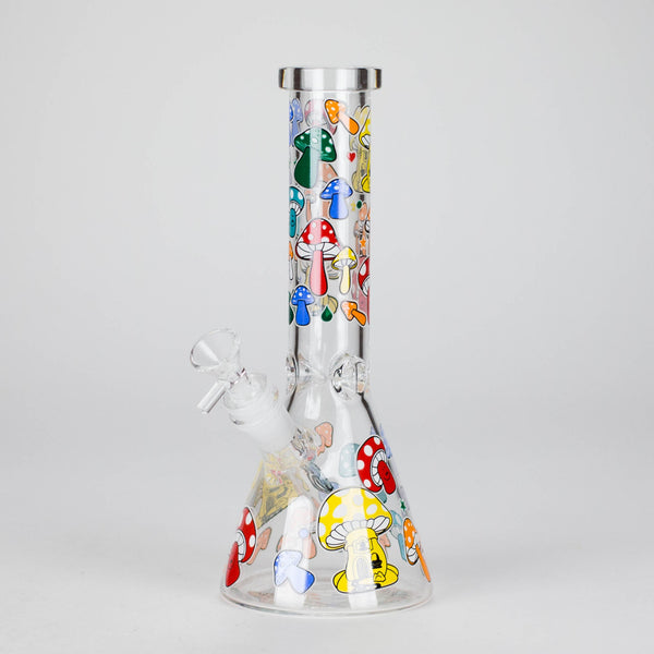 10" GlowShroom Glass Bong – 5mm Thick Glass, Glow-in-the-Dark Mushroom Design Bongs DY Glass
