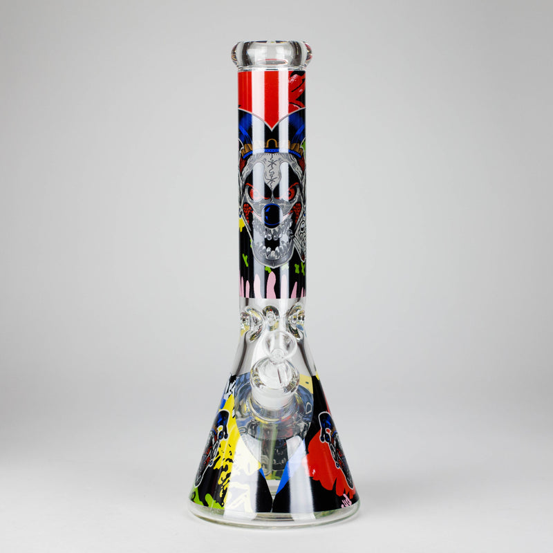 13.5" PsyClown Glass Bong – 7mm Thick Glass, Bold Psychedelic Clown Design Glass Bong DY Glass Design E