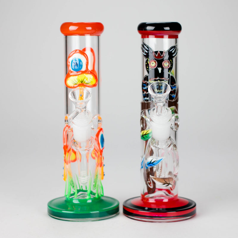 8.5" PsyTotem Glass Bong – 5mm Thick Glass, Tribal Totem Design Glass Bong DY Glass