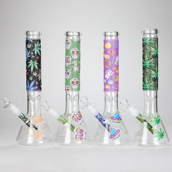14" Stone works Beaker Base Glass Bling Bong Glass Bong Canadian Distributor