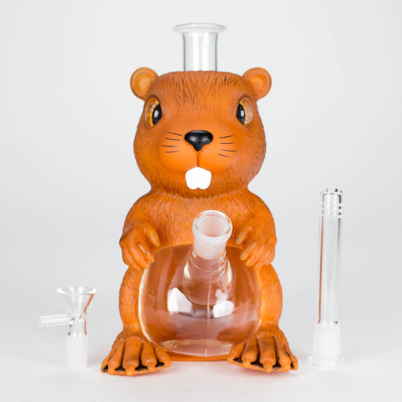 9" Arsenal Beaver Buddy Waterpipe – Brown [SMKZ184] Resin · Silicone · Plastic Bong Canadian Distributor