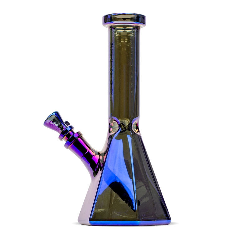 Red Eye Tek® | 10" Tall Terminator Finish Hex Base Beaker Tube Glass Bong West Coast Gifts Blue