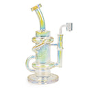 Red Eye Tek® | 9.5" Tall Metallic Terminator Finish Glitch Klein Recycler Rig Glass Rig West Coast Gifts Rainbow