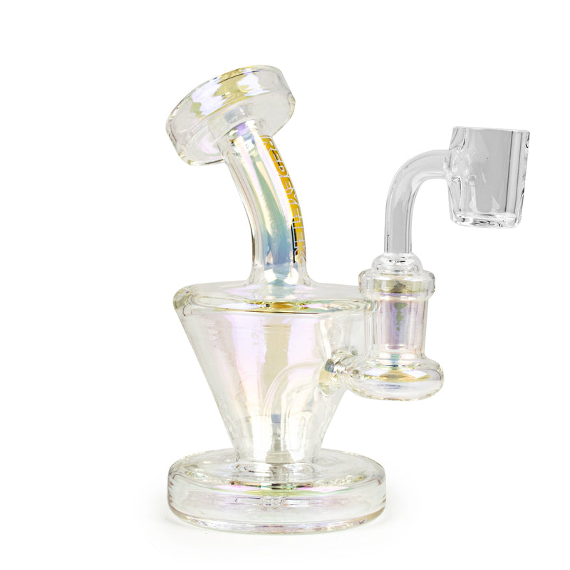 Red Eye Tek® | 5.5" Tall Metallic Terminator Finish Quantum Concentrate Rig Glass Rig West Coast Gifts Rainbow