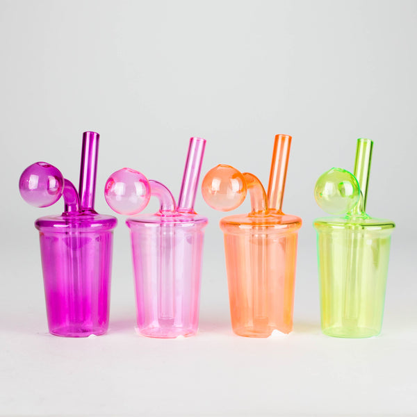 5" Coffee Cup Oil Bong – Neon Galactic Glow Design [PIP668] Glass Rig NIBO Distribution