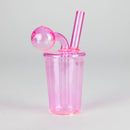 5" Coffee Cup Oil Bong – Neon Galactic Glow Design [PIP668] Glass Rig NIBO Distribution Pink-5