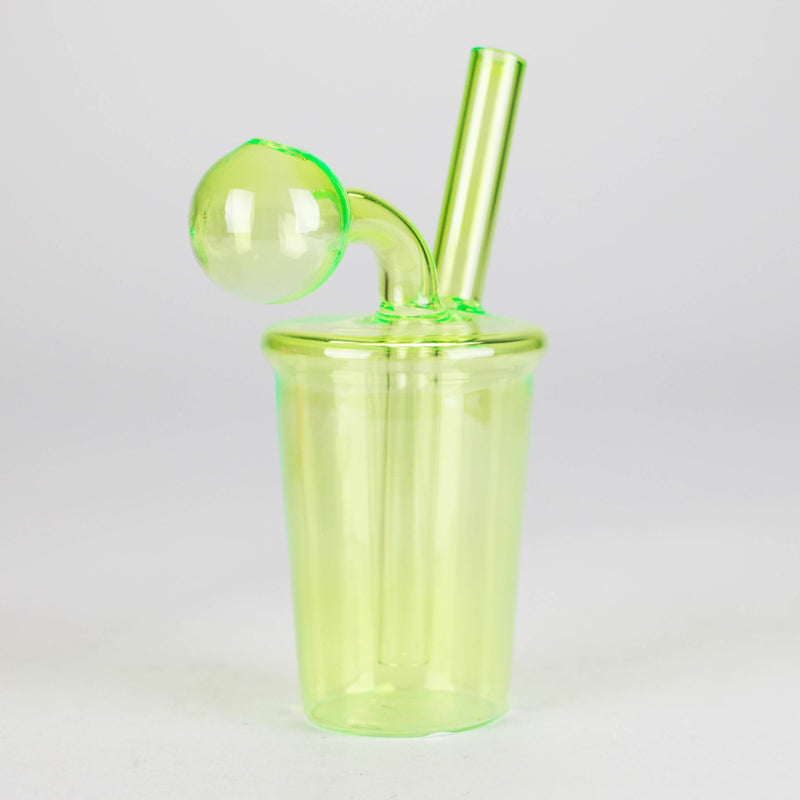 5" Coffee Cup Oil Bong – Neon Galactic Glow Design [PIP668] Glass Rig NIBO Distribution Green-9