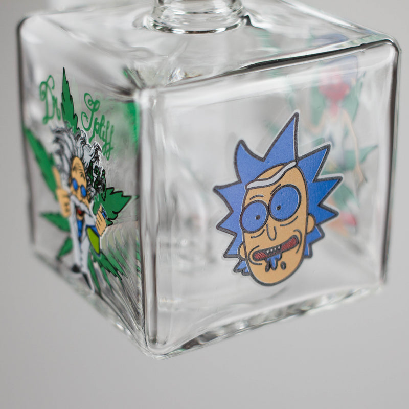 5" Square Glass Bong with Cartoon Design – Color Accented Glass Bong 777 Smoke