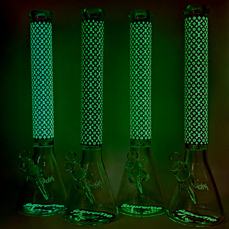 New Design 20" Stylish Designed 9mm Glow in the dark Glass Bong Glass Bong Super Supplys Inc