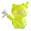 4-1/2" Bear Design Glass Bong Glass Bong Fortune Fluorescent Green