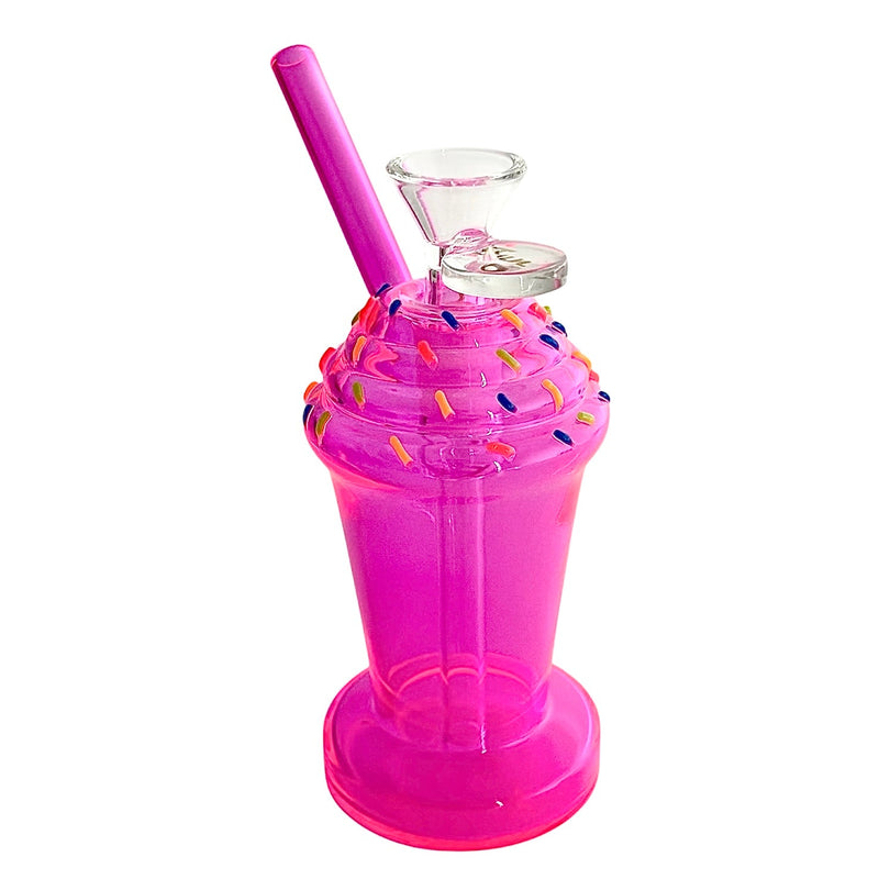 5-3/4" Milkshake Design Glass Bong Glass Bong Fortune Red