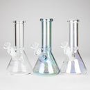 8" Electroplate Glass Beaker Bong – 5mm Thick | Ice Catcher | 3-Piece Set Glass Bong 777 Smoke