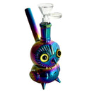 5.5" Owl Design Electroplate Glass Bong – Compact & Stemless Glass Bong Fortune Rainbow