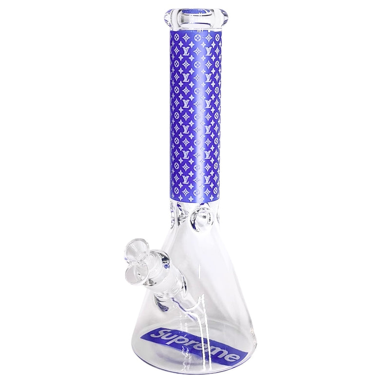 14" Stylish Glow-in-the-Dark Glass Bong – 7mm Thick Glass Bong Super Supplys Inc Blue