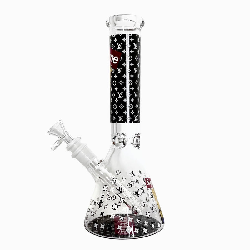 10" Cartoon Glow-in-the-Dark Glass Beaker Bong – 3-Piece Set Glass Bong Super Supplys Inc