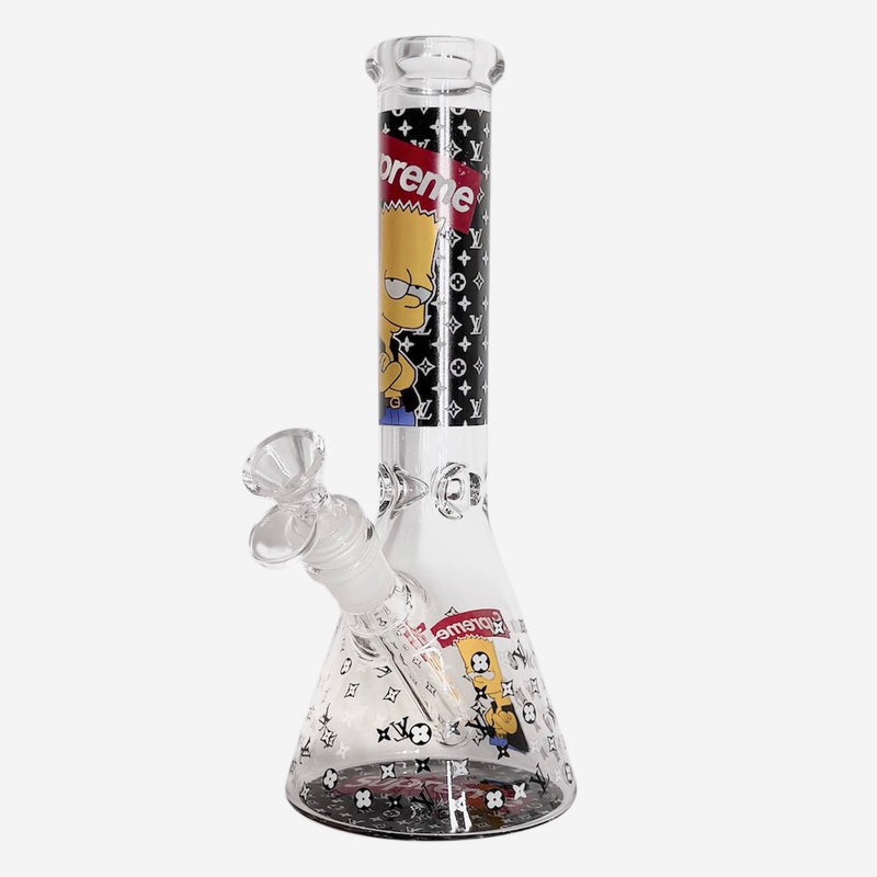 10" Cartoon Glow-in-the-Dark Glass Beaker Bong – 3-Piece Set Glass Bong Super Supplys Inc Design D