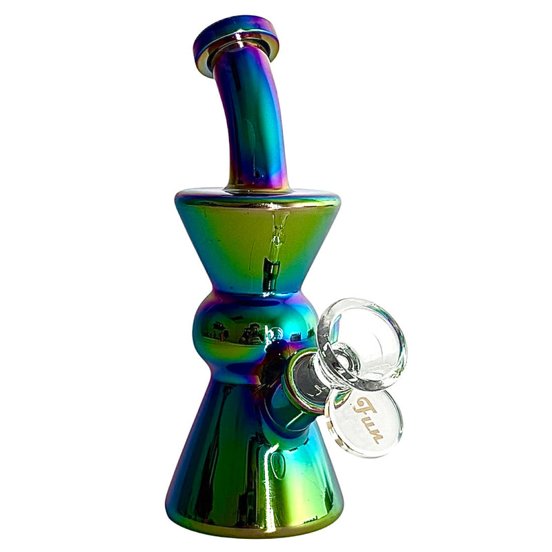 6" Hourglass Electroplate Glass Bong – Compact & Stemless Glass Bong Fortune Rainbow