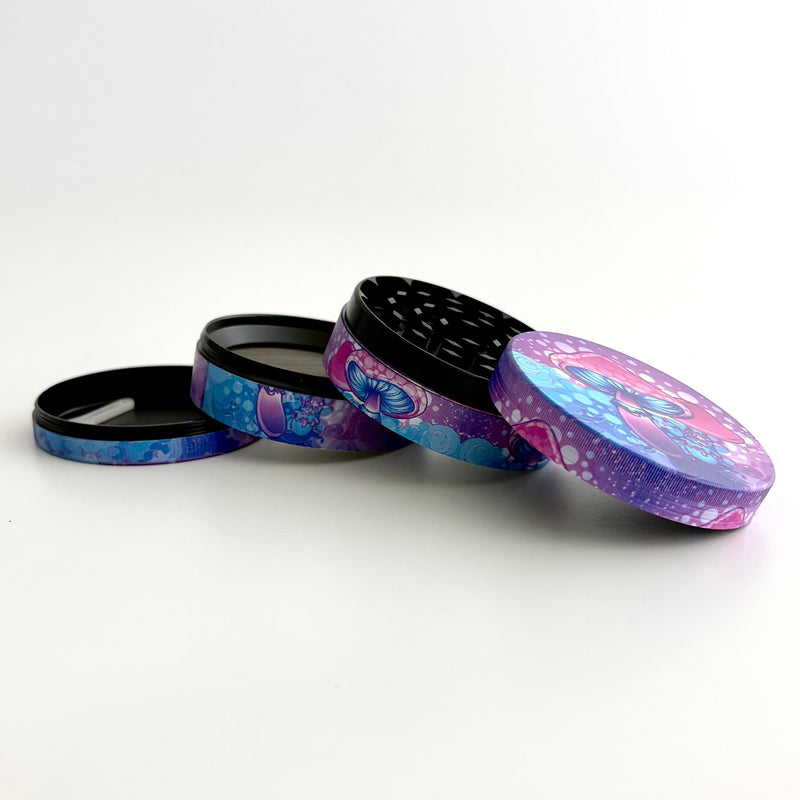 Psychedelic Mushroom Grinder 63*44mm 4 Parts-6CT Display Pack Super Supplys Inc