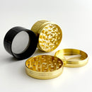 Golden Rasta Leaf Engraving Grinder 52*36mm 4 Parts-12CT Display Pack Super Supplys Inc