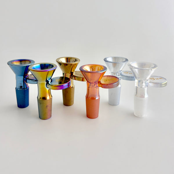 Fortune | Electroplated 14mm Joint Glass Bowl With Gold Logo Bowl · Banger · Oil Burner Fortune