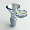 Fortune | Electroplated 14mm Joint Glass Bowl With Gold Logo Bowl · Banger · Oil Burner Fortune Smoky Grey