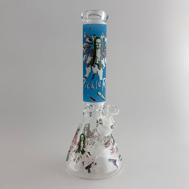 14" Glow in the Dark Cartoon Beaker Bong – 7mm Thick Borosilicate Glass Glass Bong Super Supplys Inc Pickle-F