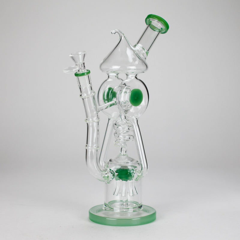 12″ Recycler Glass Bong – 5MM Thick Borosilicate with Coil Tube Design [C1575] Glass Bong Canadian Distributor Mint