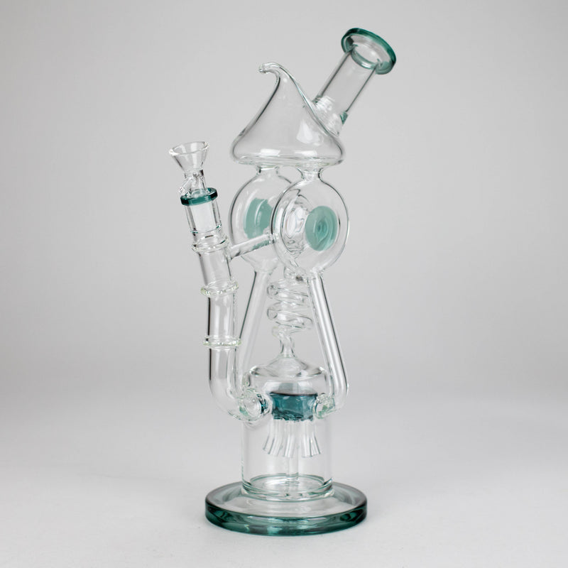 12″ Recycler Glass Bong – 5MM Thick Borosilicate with Coil Tube Design [C1575] Glass Bong Canadian Distributor Teal
