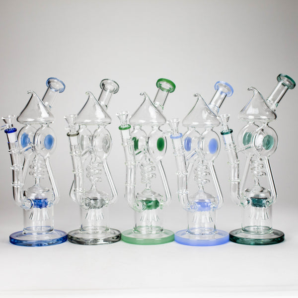 O 12″ Recycler Glass Bong – 5MM Thick Borosilicate with Coil Tube Design [C1575]
